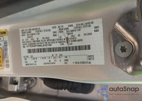 2019 Ford Ranger Xlt z USA, uszkodzony, nr VIN 1FTER4FH9KLA12150